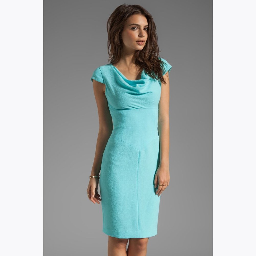 BLACK HALO Aqua Gretchen Pebble Crepe Dress sz 8
